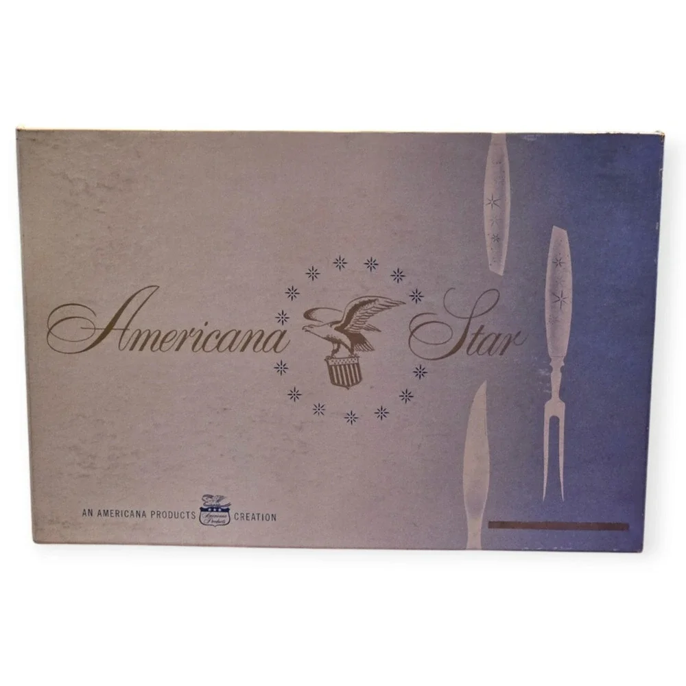 Vintage Americana Star Presentation Set Missing Steak Knives MCM Desert Flowers